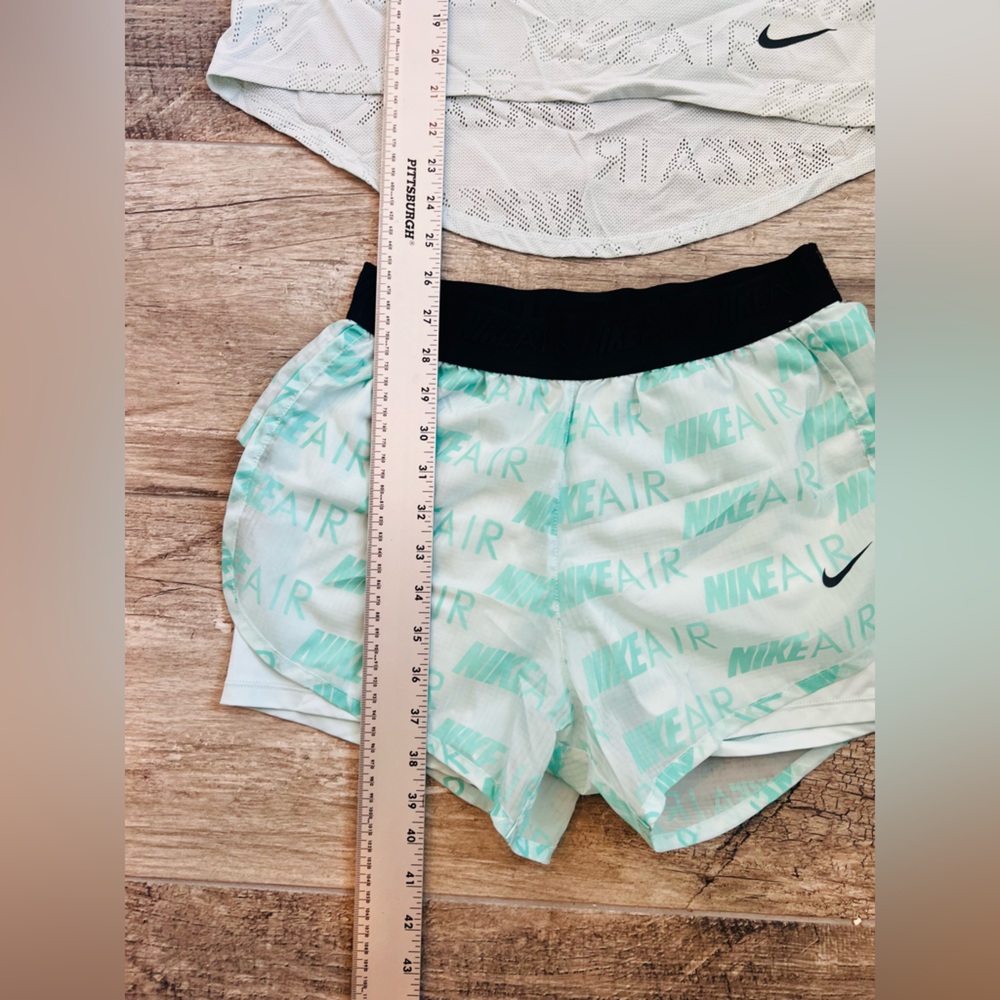 Nike Top Women Outfit Set Small Shorts Tank Top Aeroready Athletic Green #22 - Picture 8 of 11